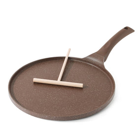 Sensarte crepe pan top view in toffee brown, smooth nonstick surface for easy crepes.
