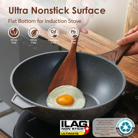 SENSARTE curved wok design improves even heating across the surface.