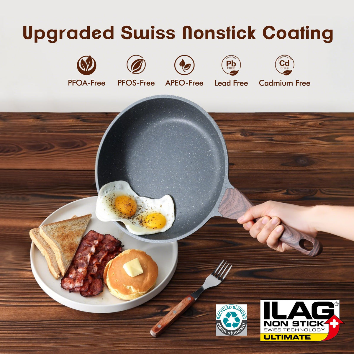 SENSARTE 12-inch fry pan with lid for browning and sautéing