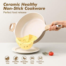 SENSARTE deep skillet ceramic nonstick with 3.8 qt capacity for versatile cooking.