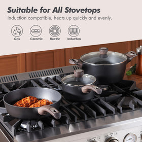 SENSARTE die-cast aluminum heats quickly and evenly for fast cooking.