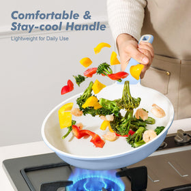 Dishwasher-safe pan with rivet-free interior for quick cleaning