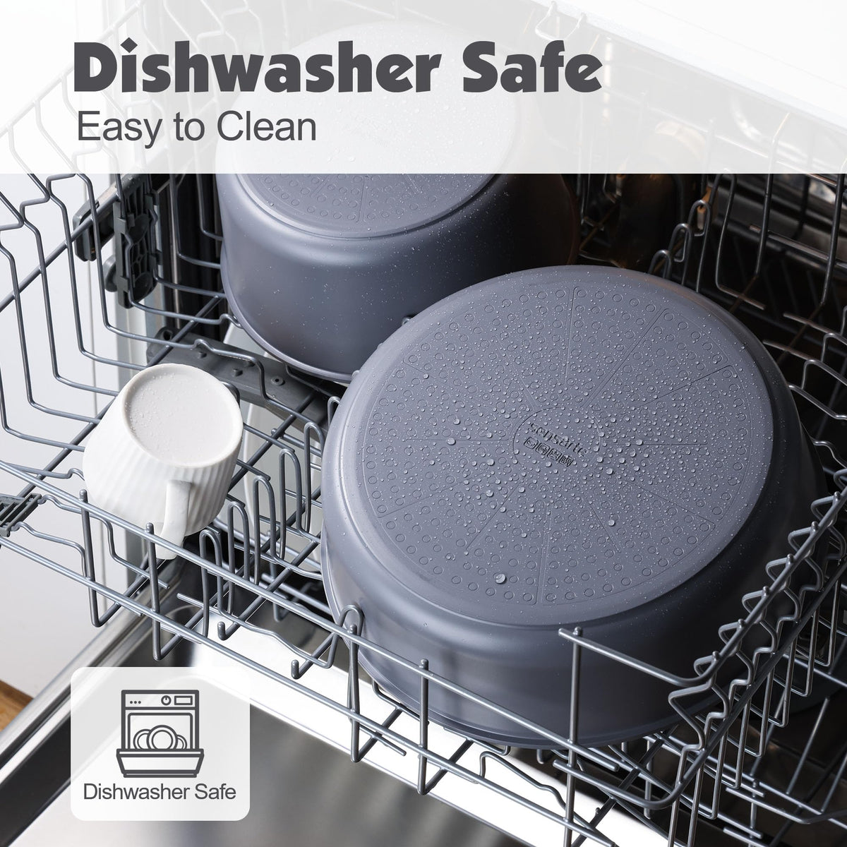 SENSARTE dishwasher-safe pans with wear-resistant bottom for easy cleaning