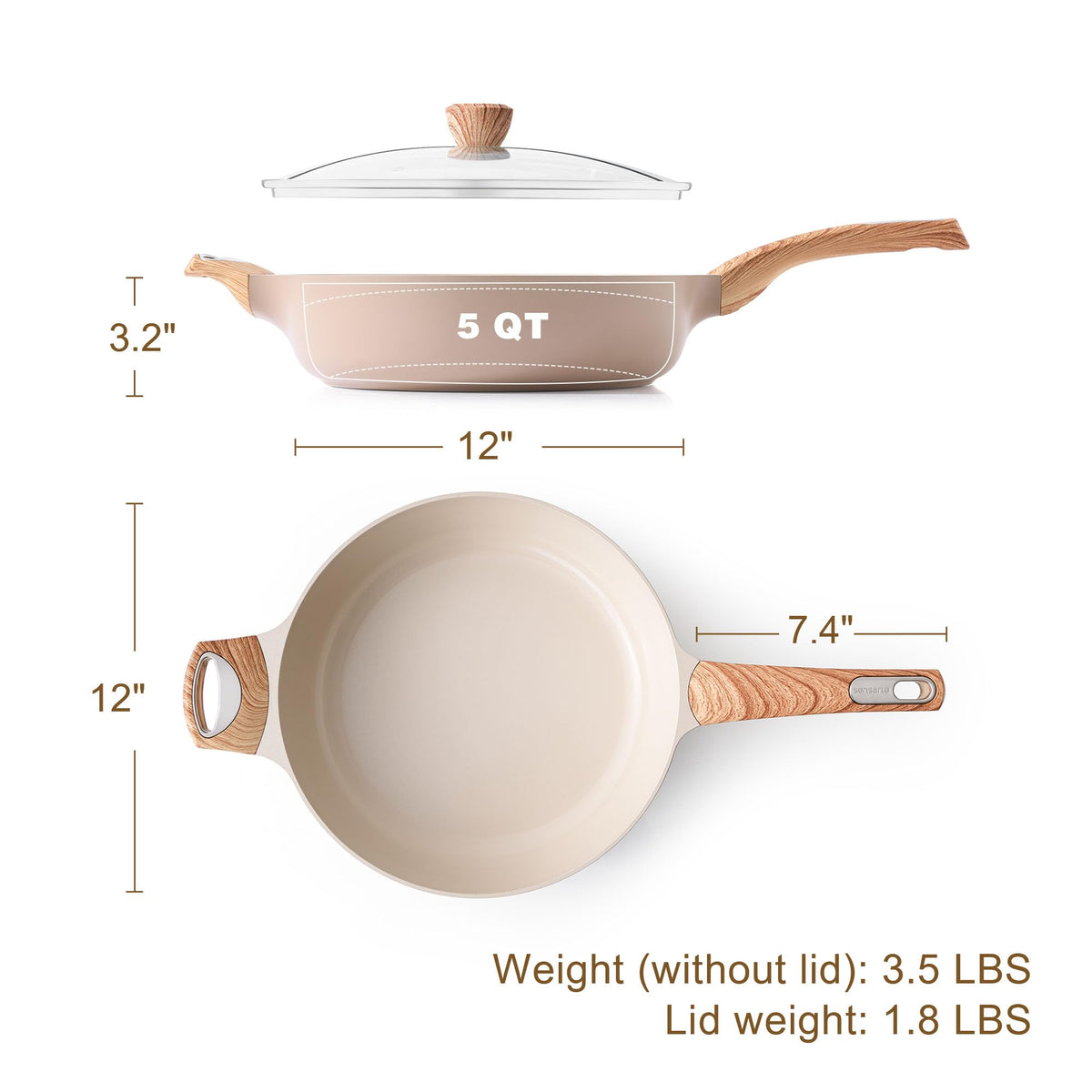 SENSARTE nonstick surface is easy to wipe clean after cooking.