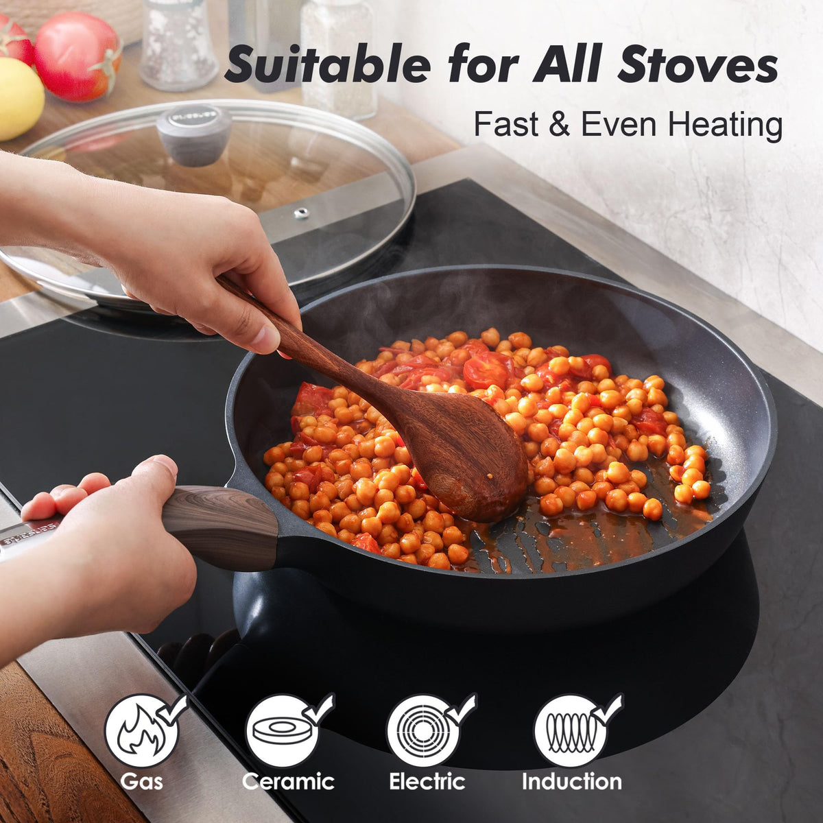 SENSARTE nonstick surface where eggs slide off easily for quick omelettes.