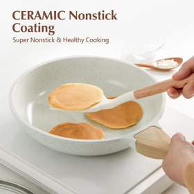 SENSARTE even-heat performance for pancakes, eggs, and sautéed vegetables