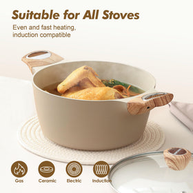 SENSARTE explosion-proof glass lid provides clear visibility while simmering.