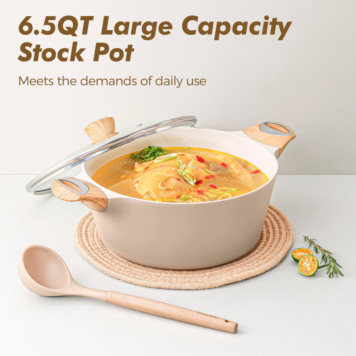 SENSARTE explosion-proof glass lid providing clear visibility while cooking