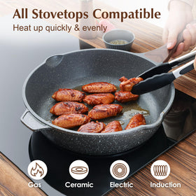Close-up of SENSARTE granite nonstick coating for easy cleanup.