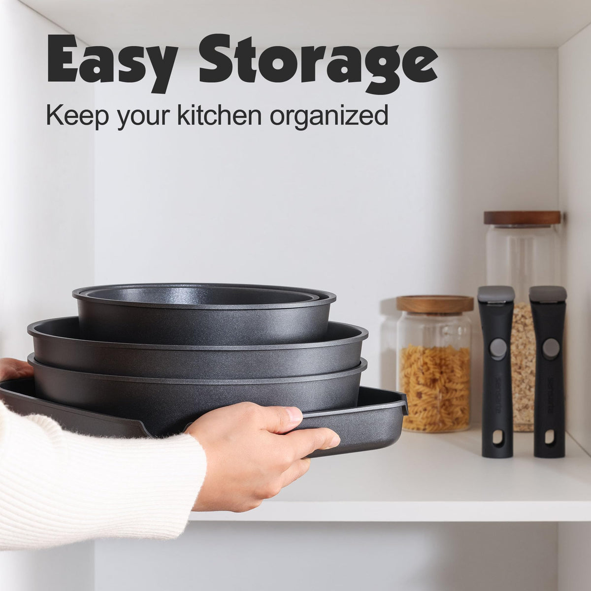 SENSARTE granite nonstick coating enables easy, low-oil cooking.