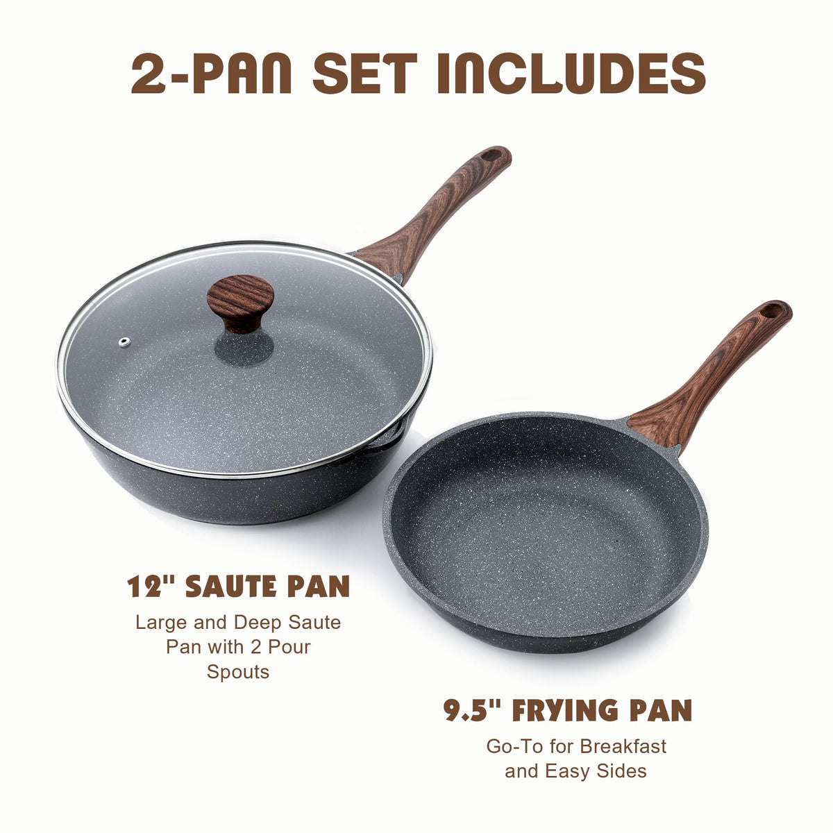 SENSARTE granite nonstick coating ensures smooth food release