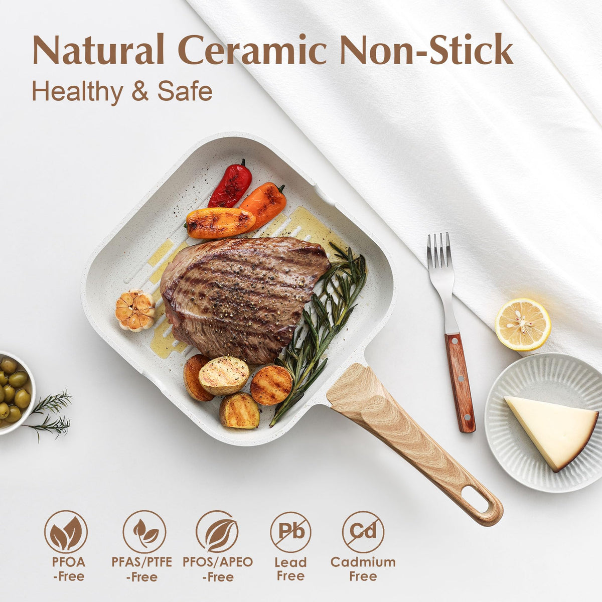 SENSARTE grill pan pour spouts for easy fat drainage