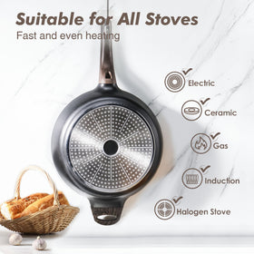 SENSARTE heat-resistant Bakelite handle remains cool during cooking sessions.