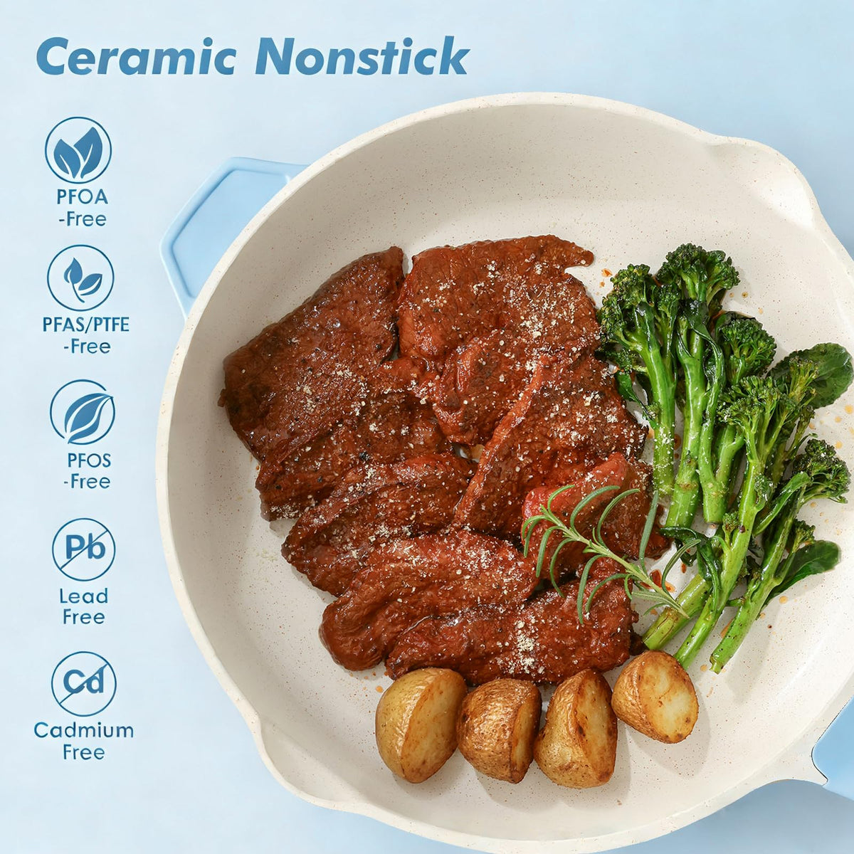 SENSARTE saute pan with stainless steel base for universal induction compatibility