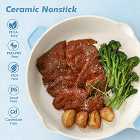 SENSARTE saute pan with stainless steel base for universal induction compatibility