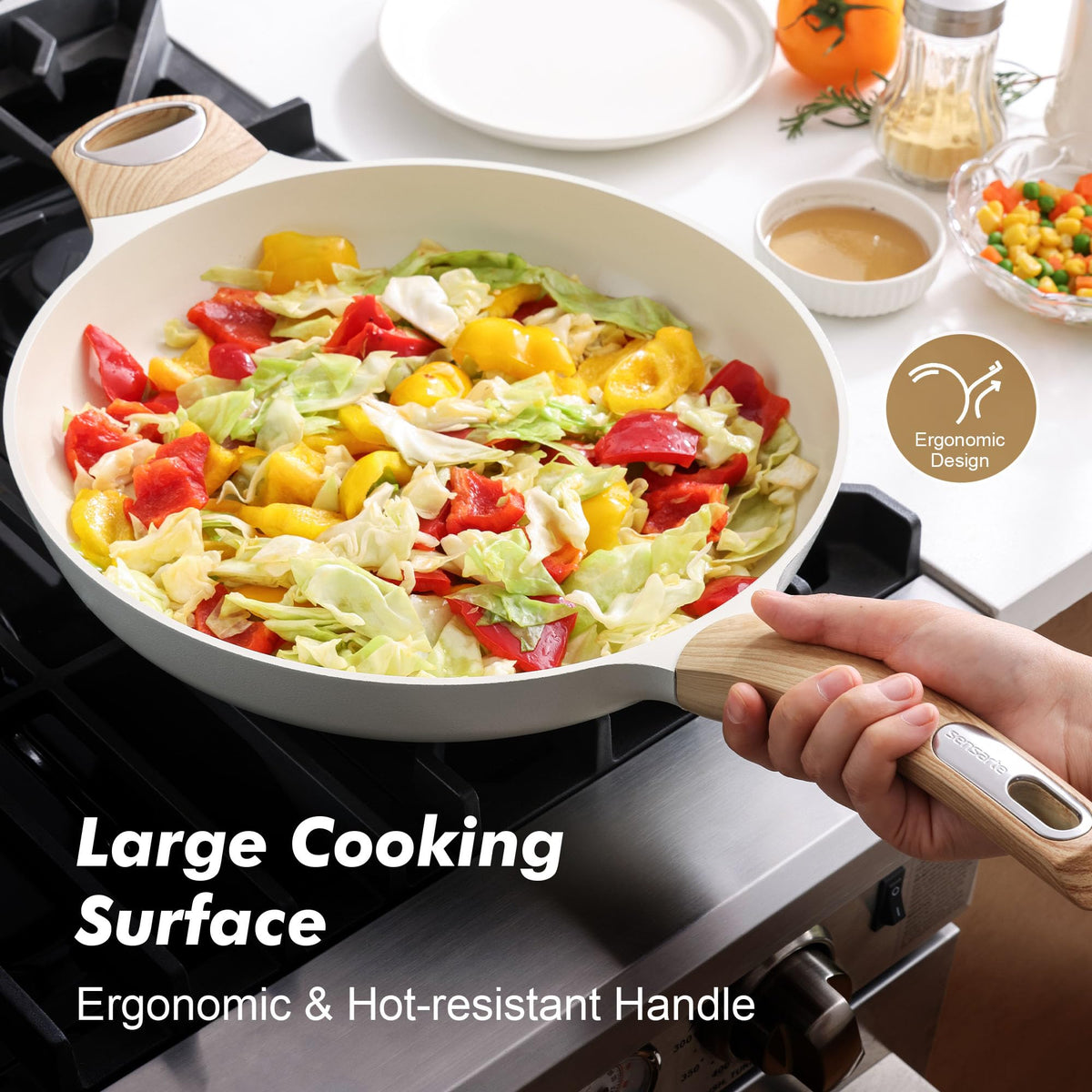SENSARTE induction-compatible base works on all cooktops for versatile kitchen use.