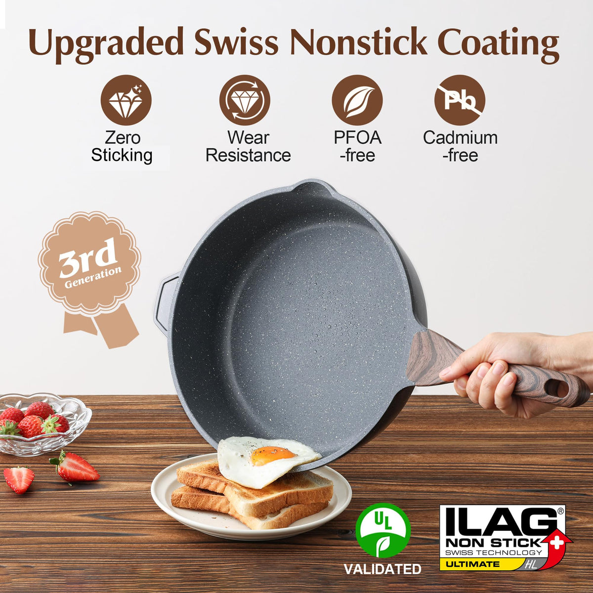 SENSARTE pan with induction-compatible base for all stove tops.