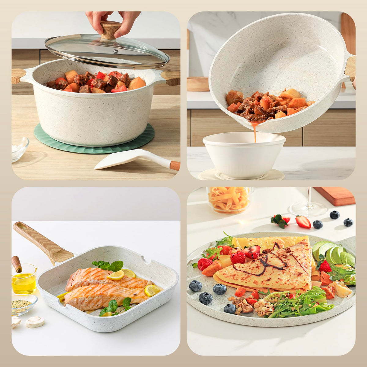 Sensarte kitchen utensils and pan protectors set for complete cooking prep