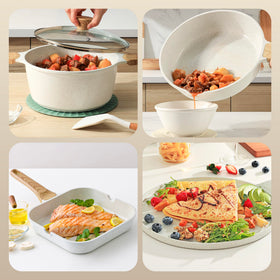 Sensarte kitchen utensils and pan protectors set for complete cooking prep