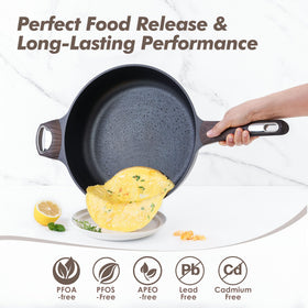 SENSARTE large deep skillet for even heat across a 13.3 inch surface.