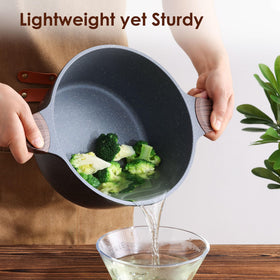 SENSARTE lightweight stock pot moves easily from kitchen to table.