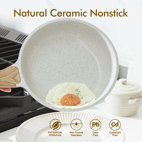 SENSARTE nonstick ceramic pan induction-base detail for fast, even heating.