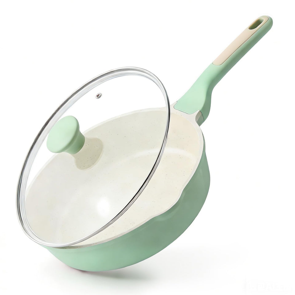SENSARTE nonstick ceramic skillet 10-inch lid for effortless food release and easy cleanup.
