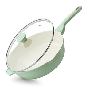 SENSARTE nonstick ceramic skillet 12in front view, easy food release.