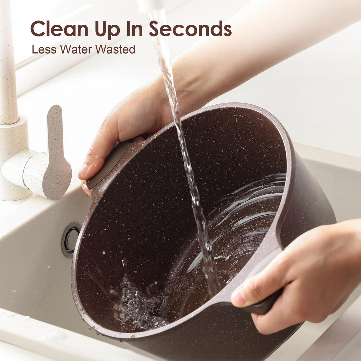 SENSARTE stay-cool handle cookware keeps hands safe during cooking.