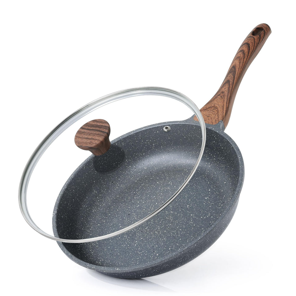 SENSARTE nonstick frying pan with lid, 12.5-inch size for healthier, low-oil cooking.