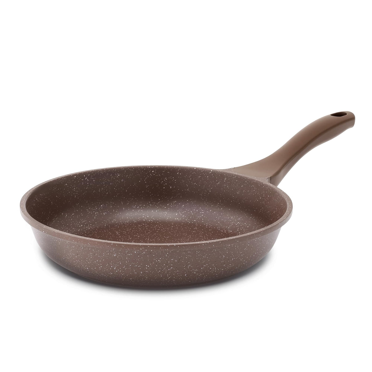 SENSARTE nonstick frying pan top view in toffee brown offers easy egg release.