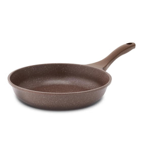 SENSARTE nonstick frying pan top view in toffee brown offers easy egg release.
