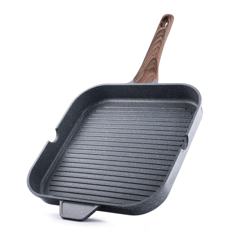SENSARTE nonstick grill pan top view highlights smooth release and easy cleanup