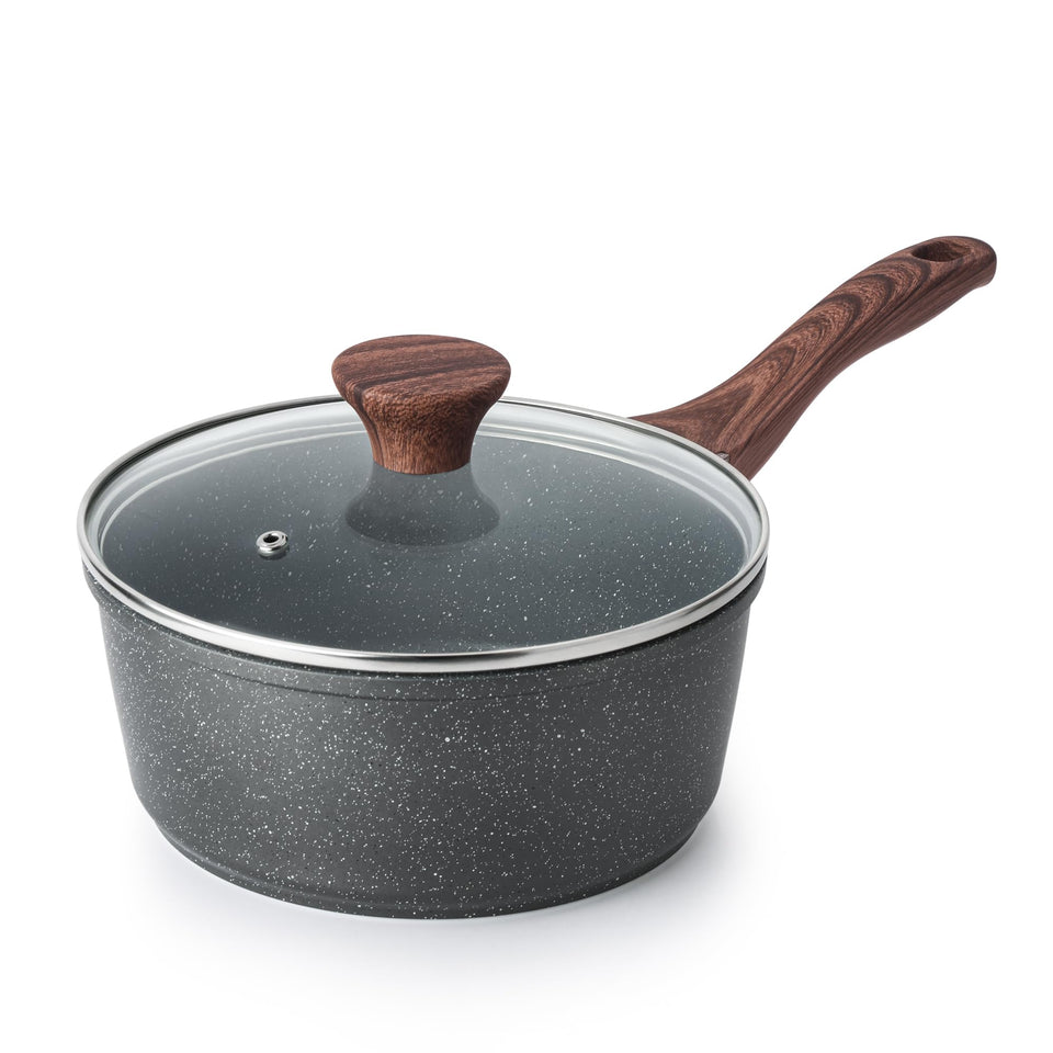 SENSARTE nonstick saucepan with lid 2.5 qt for easy simmering.