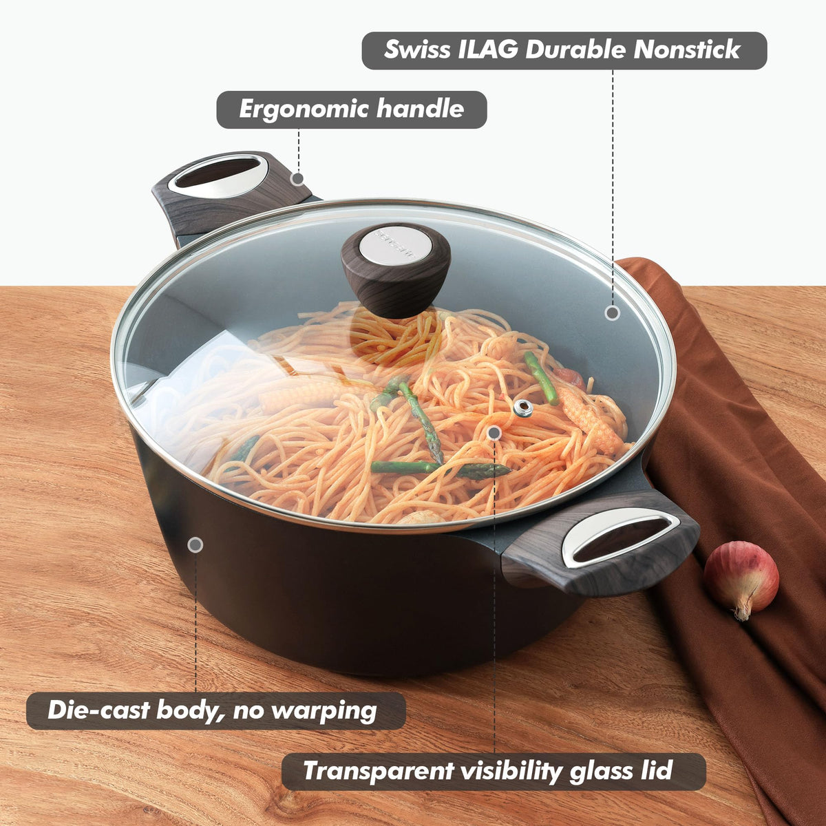 SENSARTE large-capacity stockpot ideal for pasta, soups, or stews.