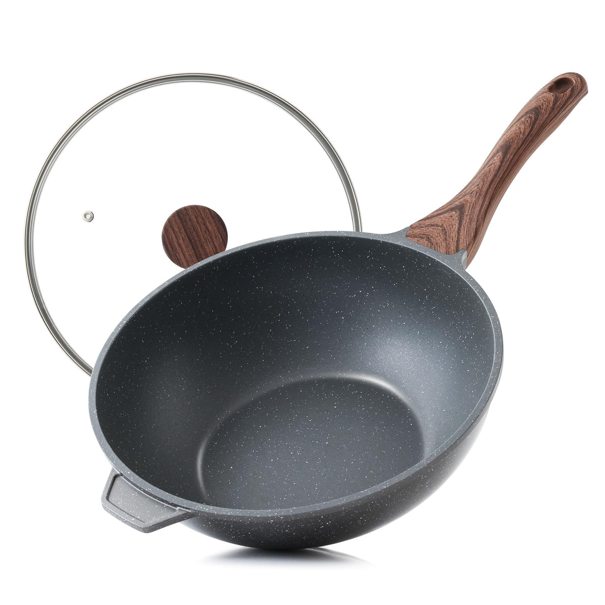 SENSARTE 11-inch nonstick wok with lid for easy, healthier stir-frying.