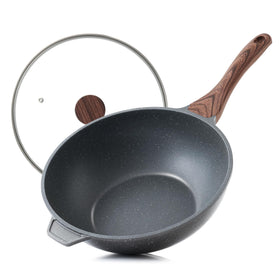 SENSARTE 11-inch nonstick wok with lid for easy, healthier stir-frying.