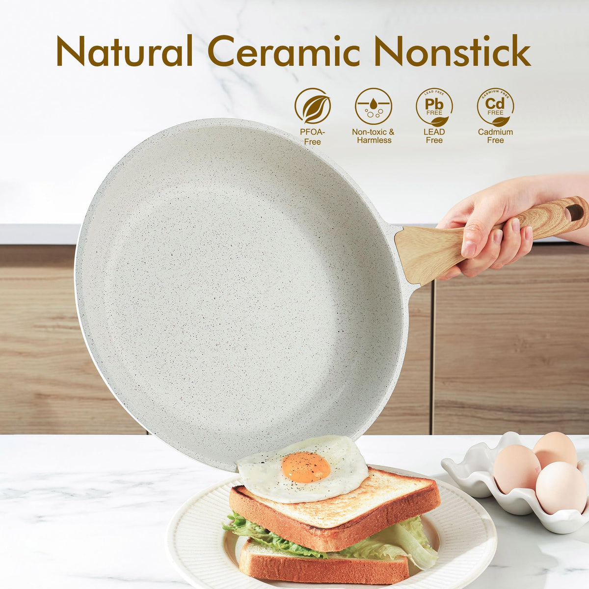 SENSARTE omelet pan with heat-resistant handle for a smooth flip and control.