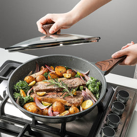 SENSARTE omelet pan with cover shown for easy eggs and delicate flips.