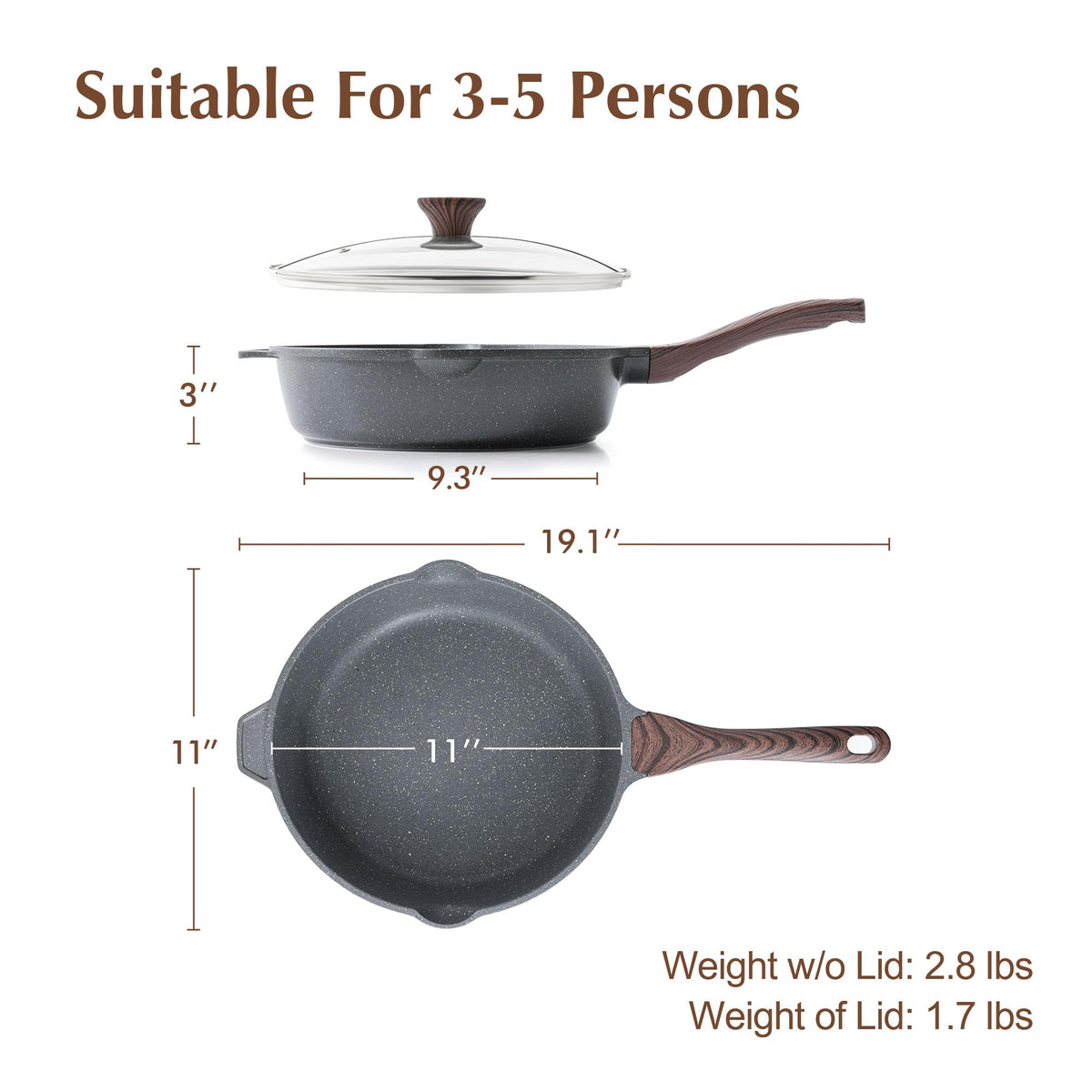 SENSARTE pour spout skillet makes safe, drip-free pouring.