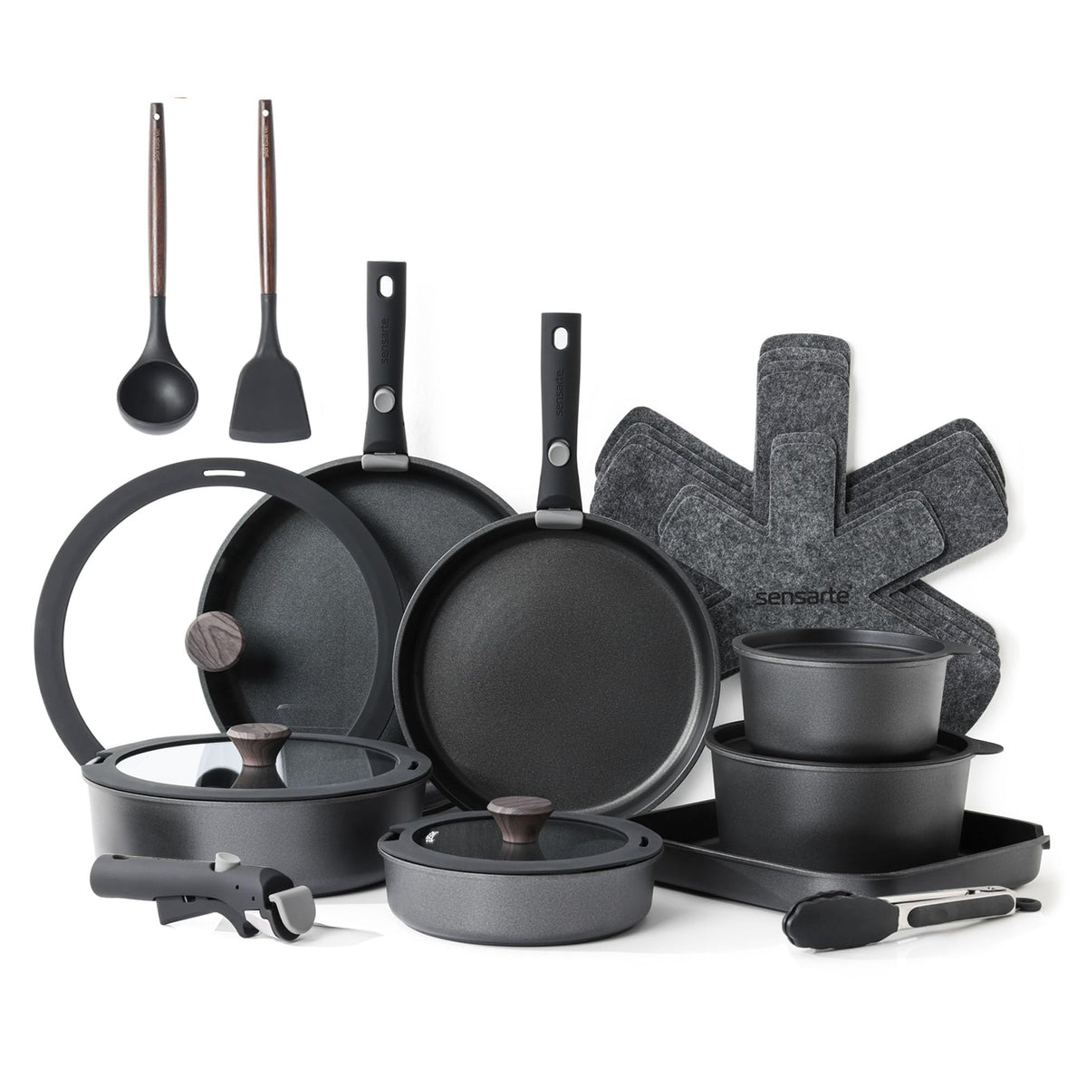 SENSARTE removable handle system for versatile, space-saving cookware