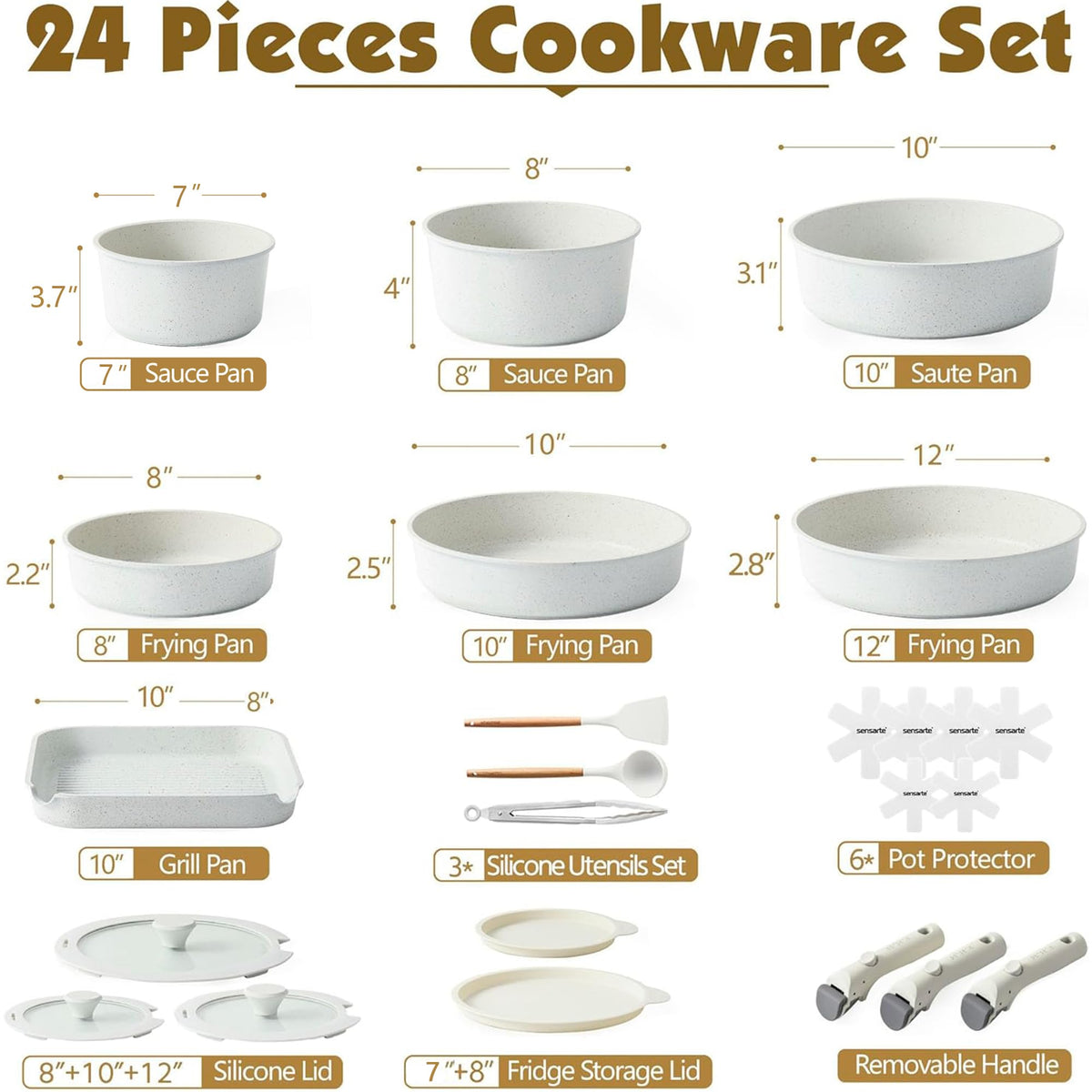 SENSARTE removable handle supports up to 22 pounds for versatile cooking.