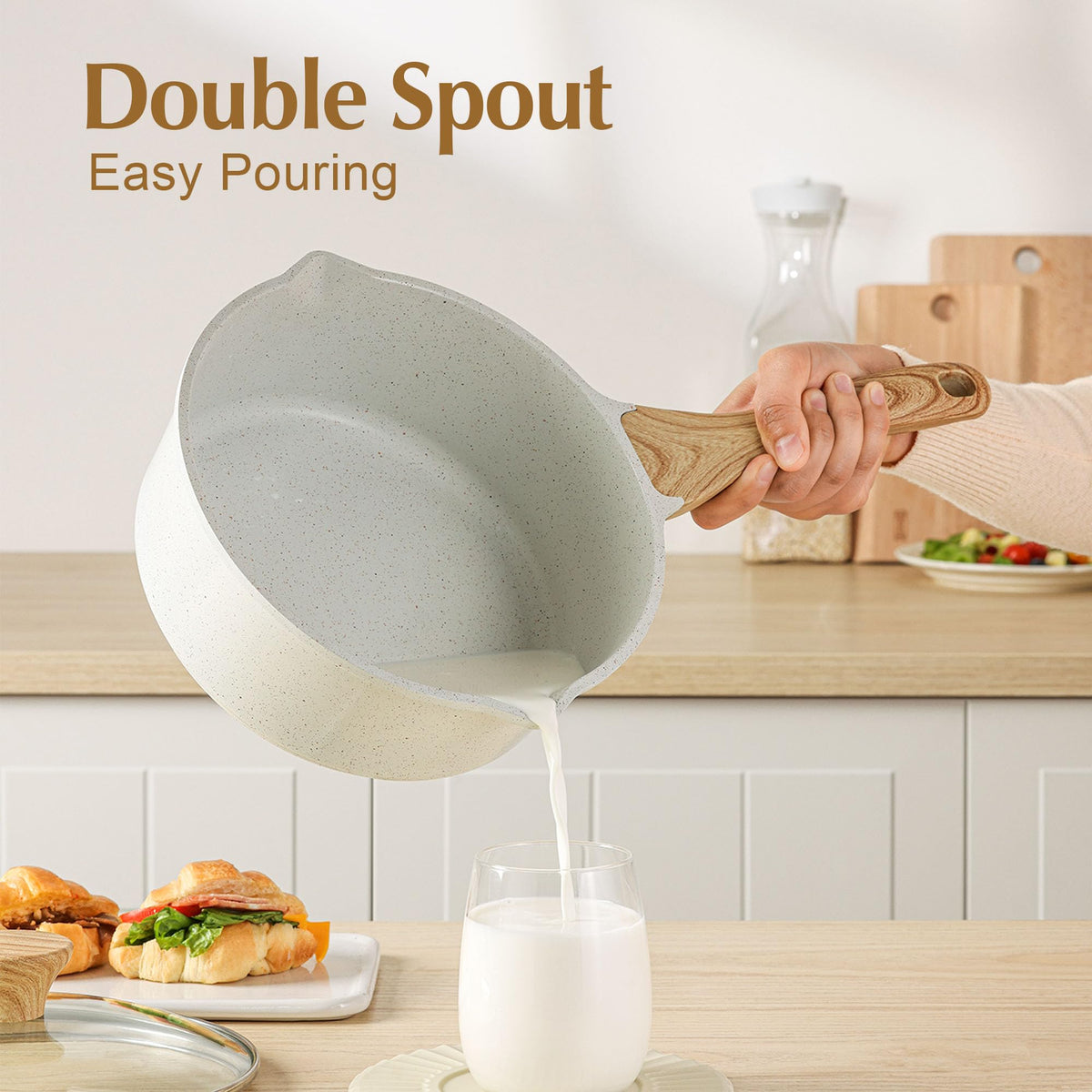 SENSARTE saucepan with stay-cool handle for comfortable grip.
