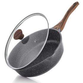 SENSARTE nonstick skillet 10-inch coating close-up for easy release and quick cleanup.