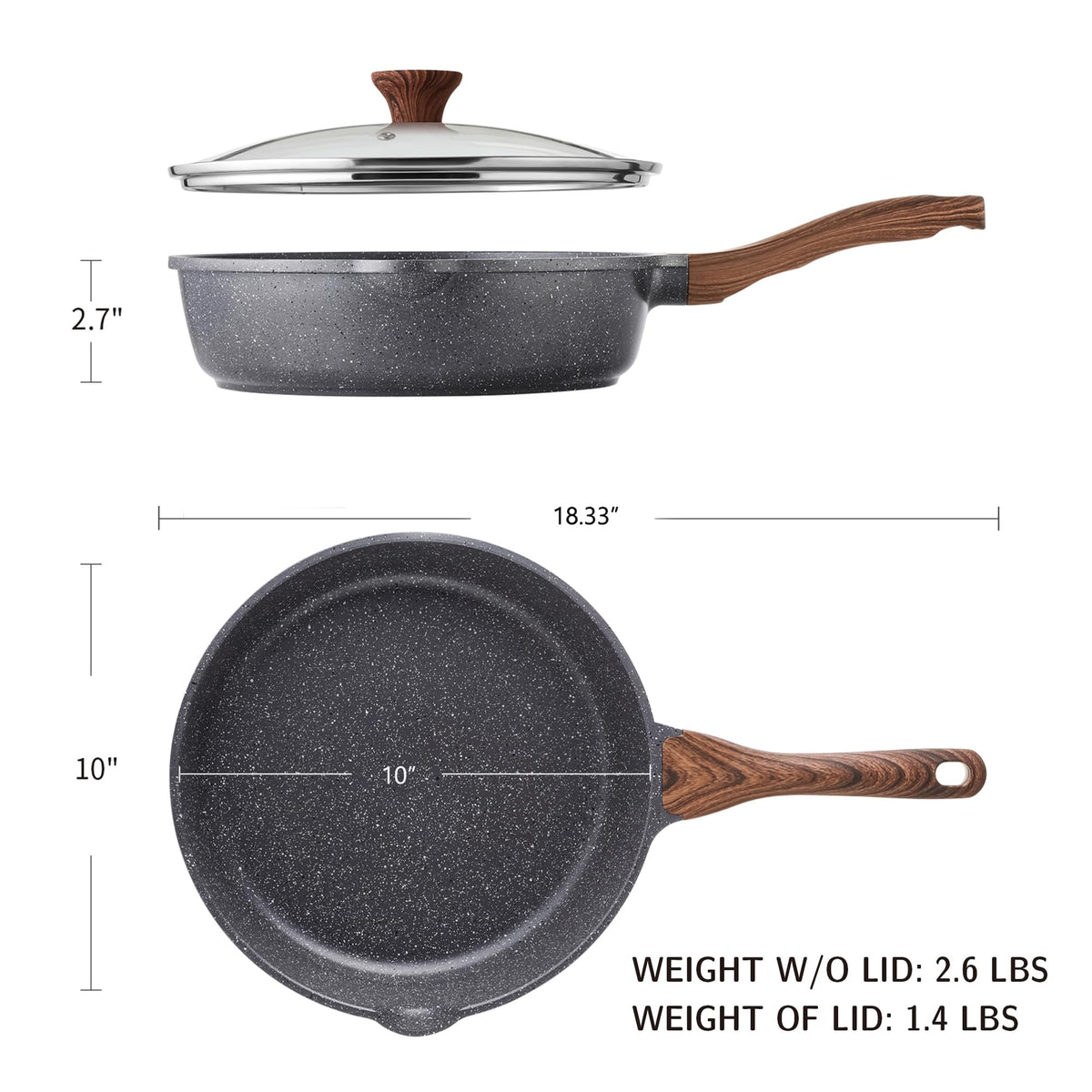 SENSARTE skillet glass lid showing steam for easy monitoring.