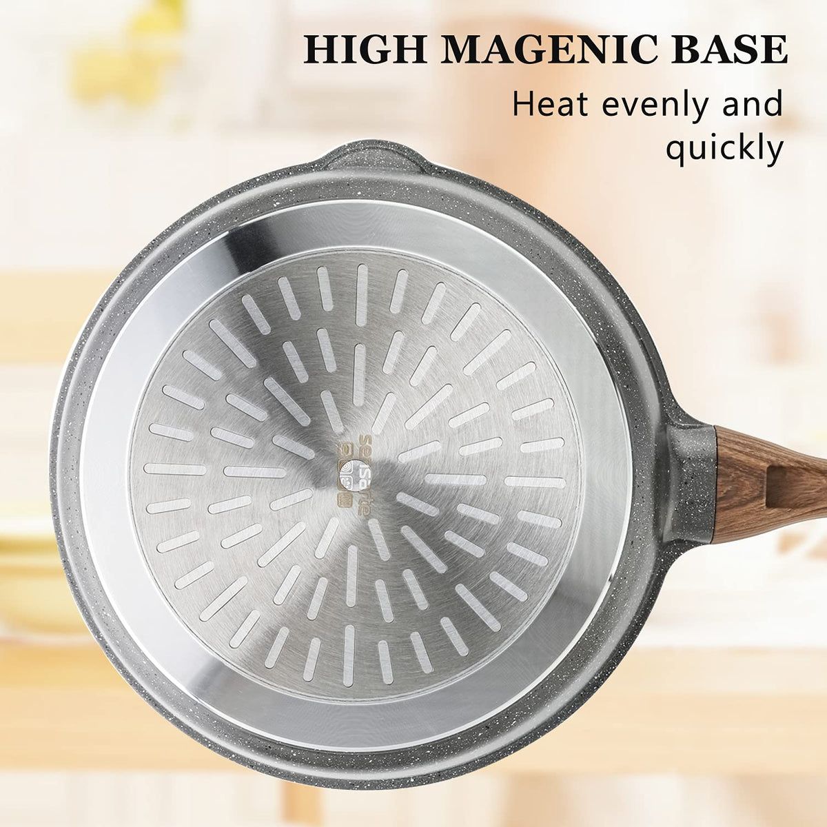 SENSARTE skillet with vegetables sauteing, showcasing even heating and capacity.