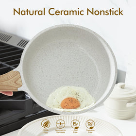 SENSARTE ceramic surface with eggs demonstrating effortless release