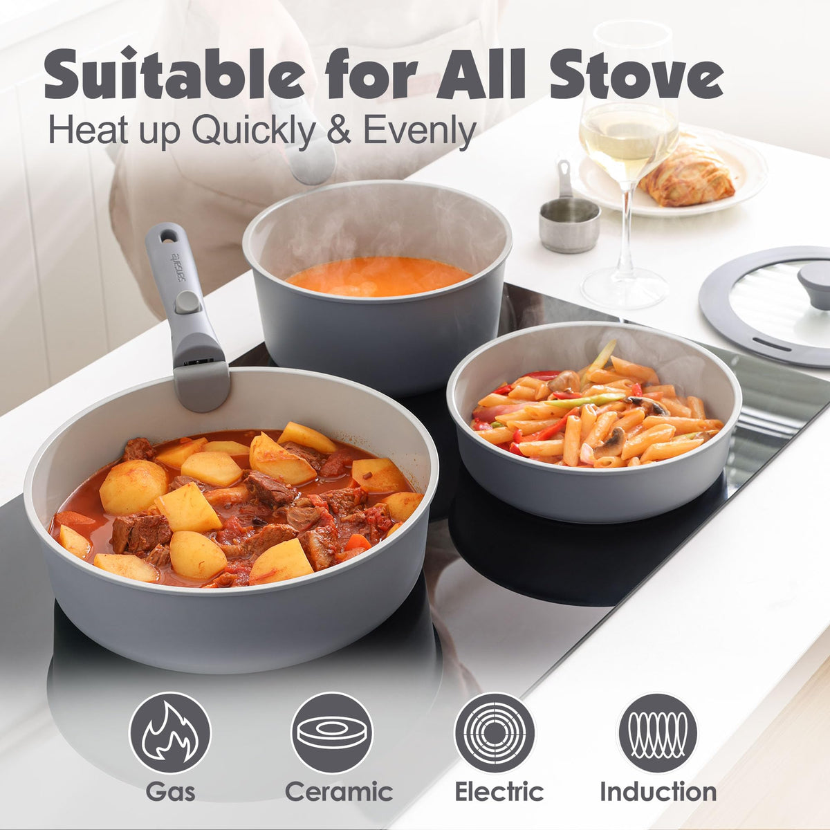 SENSARTE stackable design saves cabinet space and stores neatly