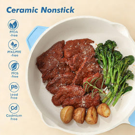 SENSARTE stay-cool handle ceramic pan ideal for comfortable high-heat searing.