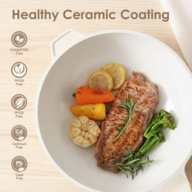 SENSARTE wok featuring stay-cool handle for safe, comfortable cooking.